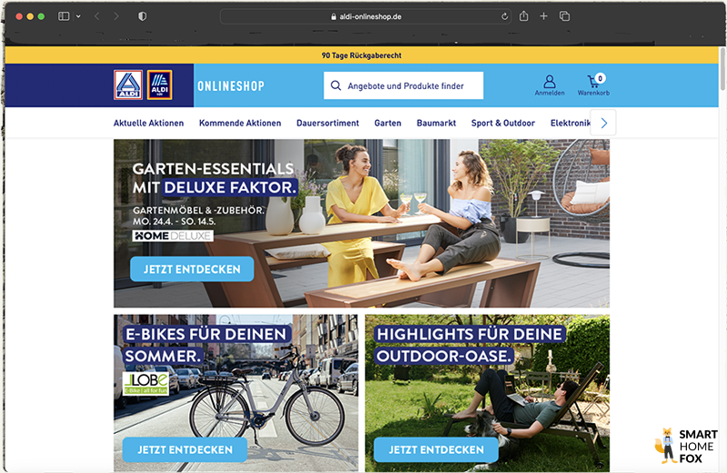 Der Aldi-Onlineshop zum Kauf mobiler Klimaanlagen von Aldi